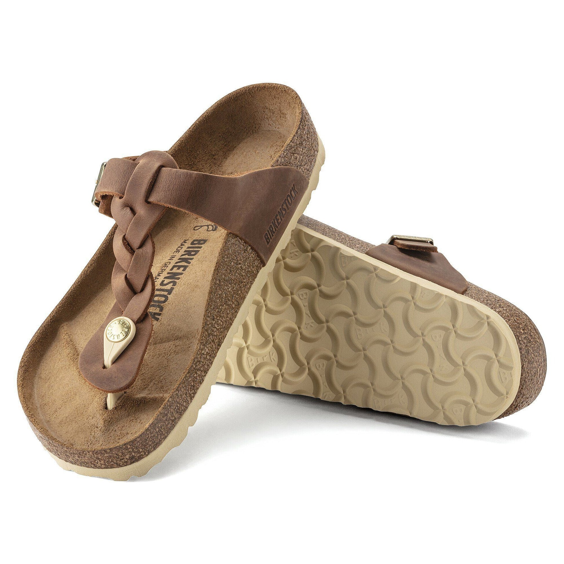 Gizeh Braided | Oiled Leather | Cognac - sandals - Birkenstock