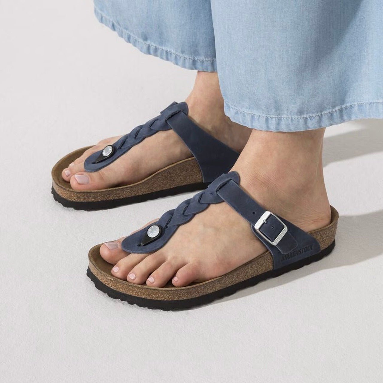 Gizeh Braided | Oiled Leather | Navy – Birkenstock Midtown
