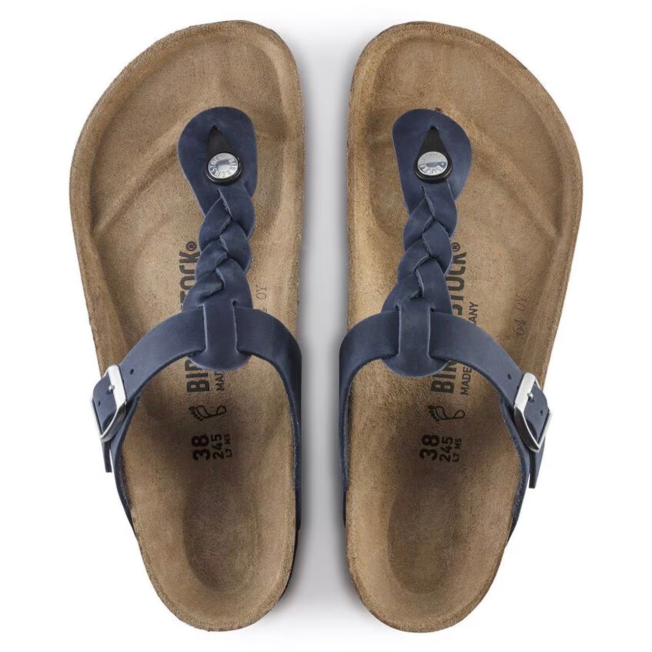 Gizeh Braided | Oiled Leather | Navy – Birkenstock Midtown
