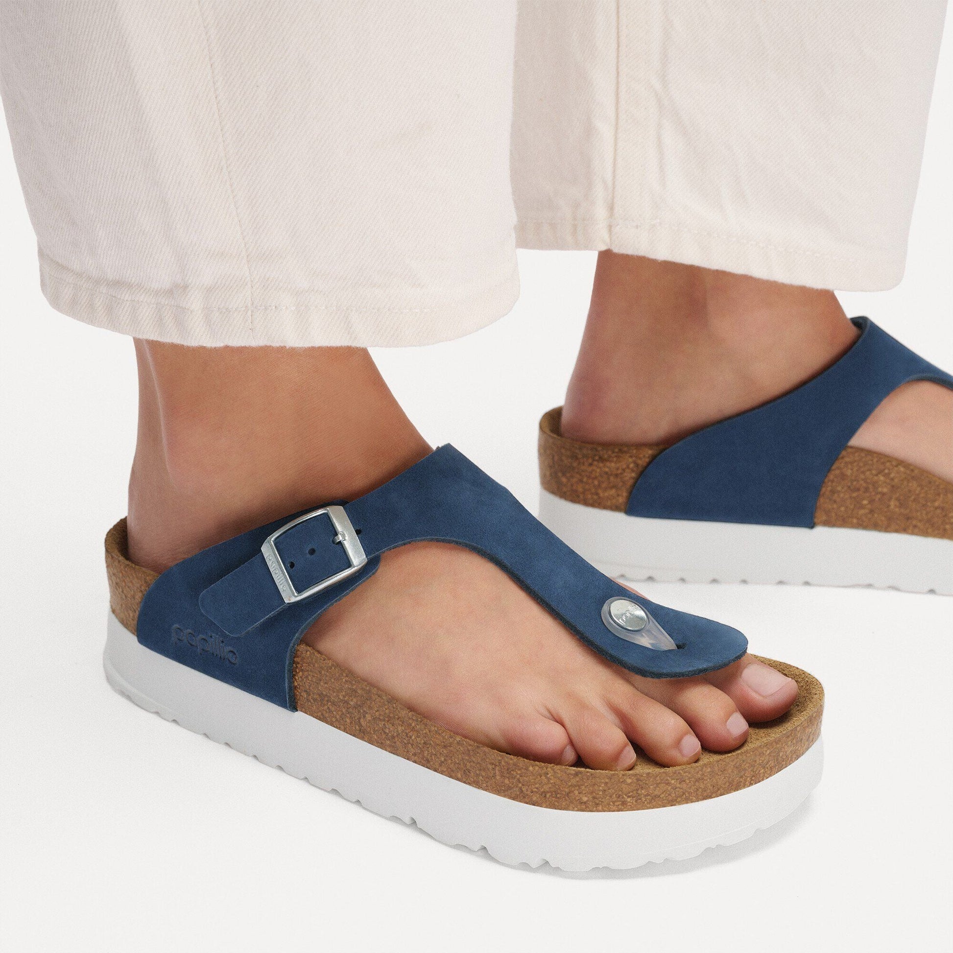 Gizeh Flex Platform | Nubuk | New Navy - sandals - Birkenstock