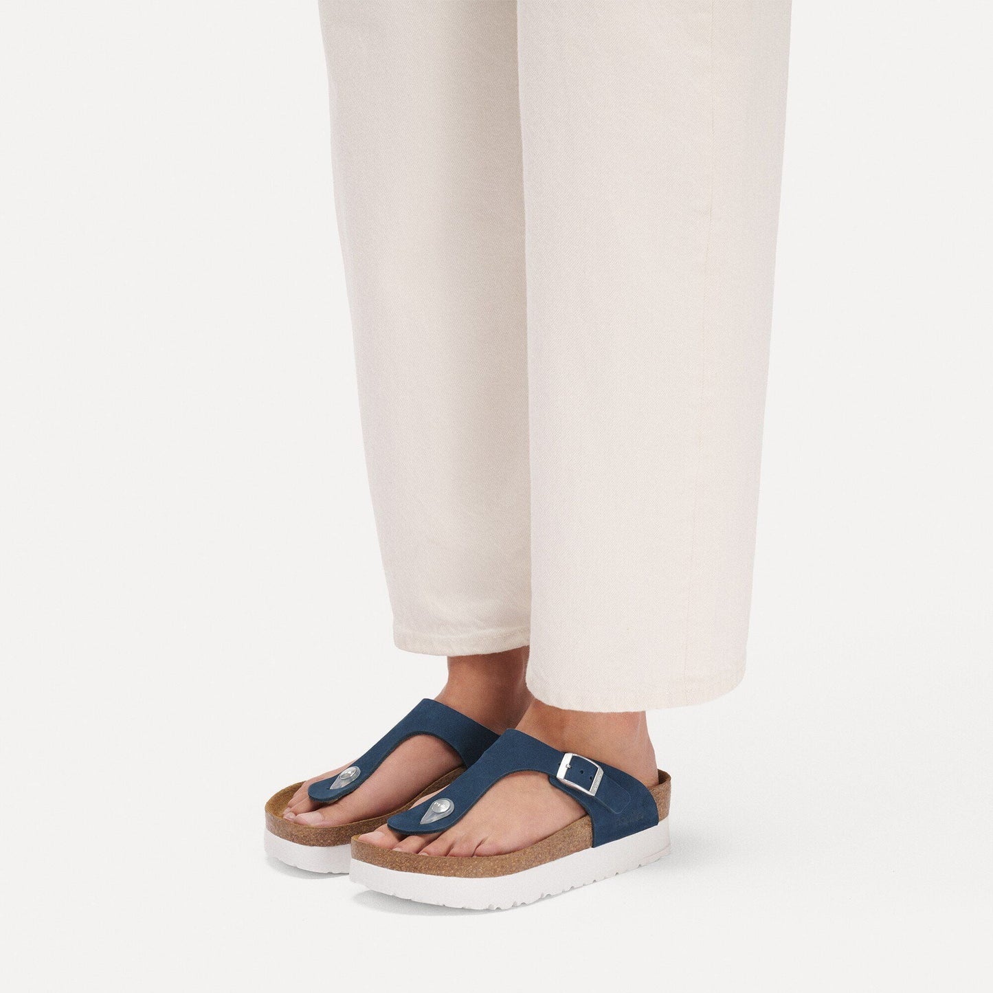Gizeh Flex Platform | Nubuk | New Navy - sandals - Birkenstock