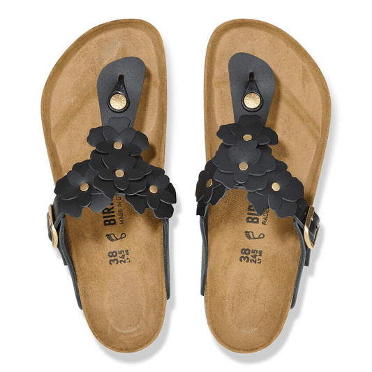 Gizeh Flower | Leather | Black - Sandals - Birkenstock