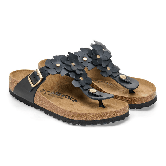 Gizeh Flower | Leather | Black - Sandals - Birkenstock