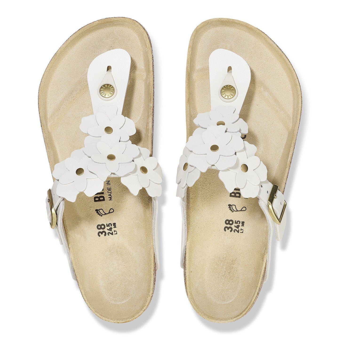 Gizeh Flower | Leather | White - sandals - Birkenstock