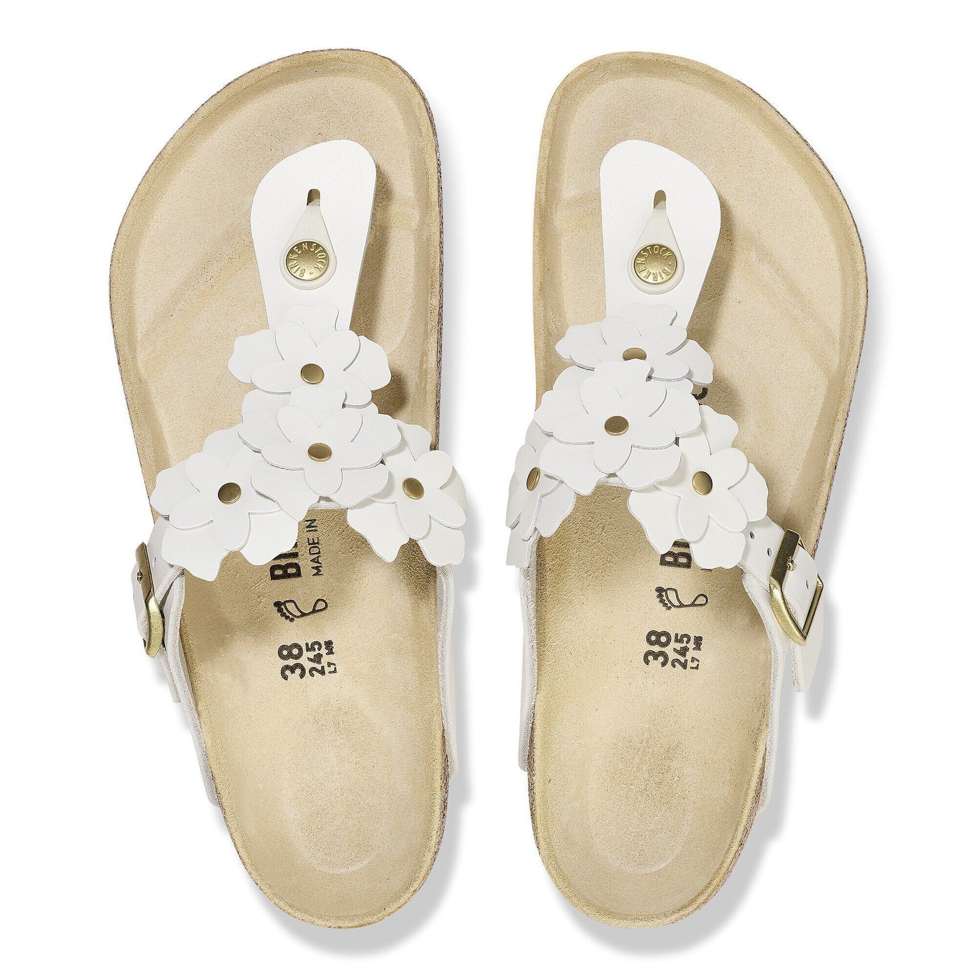 Gizeh Flower | Leather | White - sandals - Birkenstock