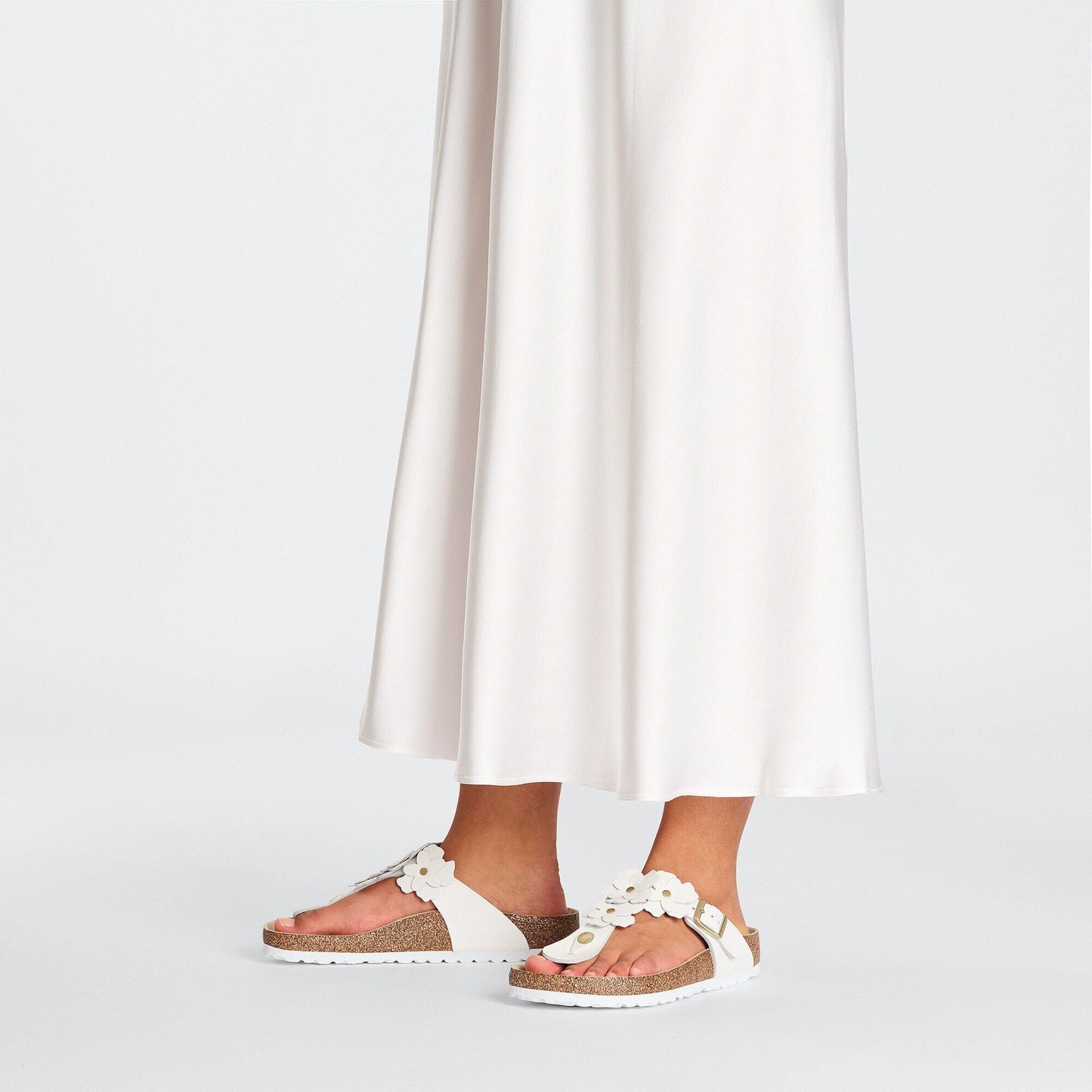 Gizeh Flower | Leather | White - sandals - Birkenstock