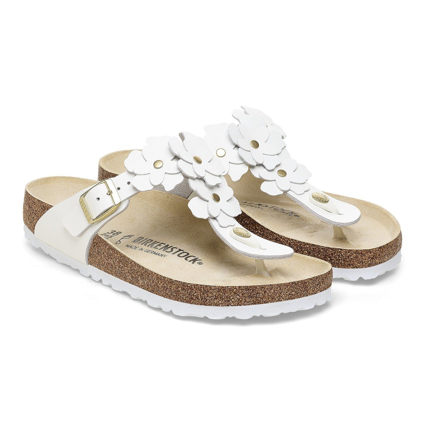 Gizeh Flower | Leather | White - sandals - Birkenstock