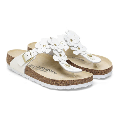 Gizeh Flower | Leather | White - sandals - Birkenstock