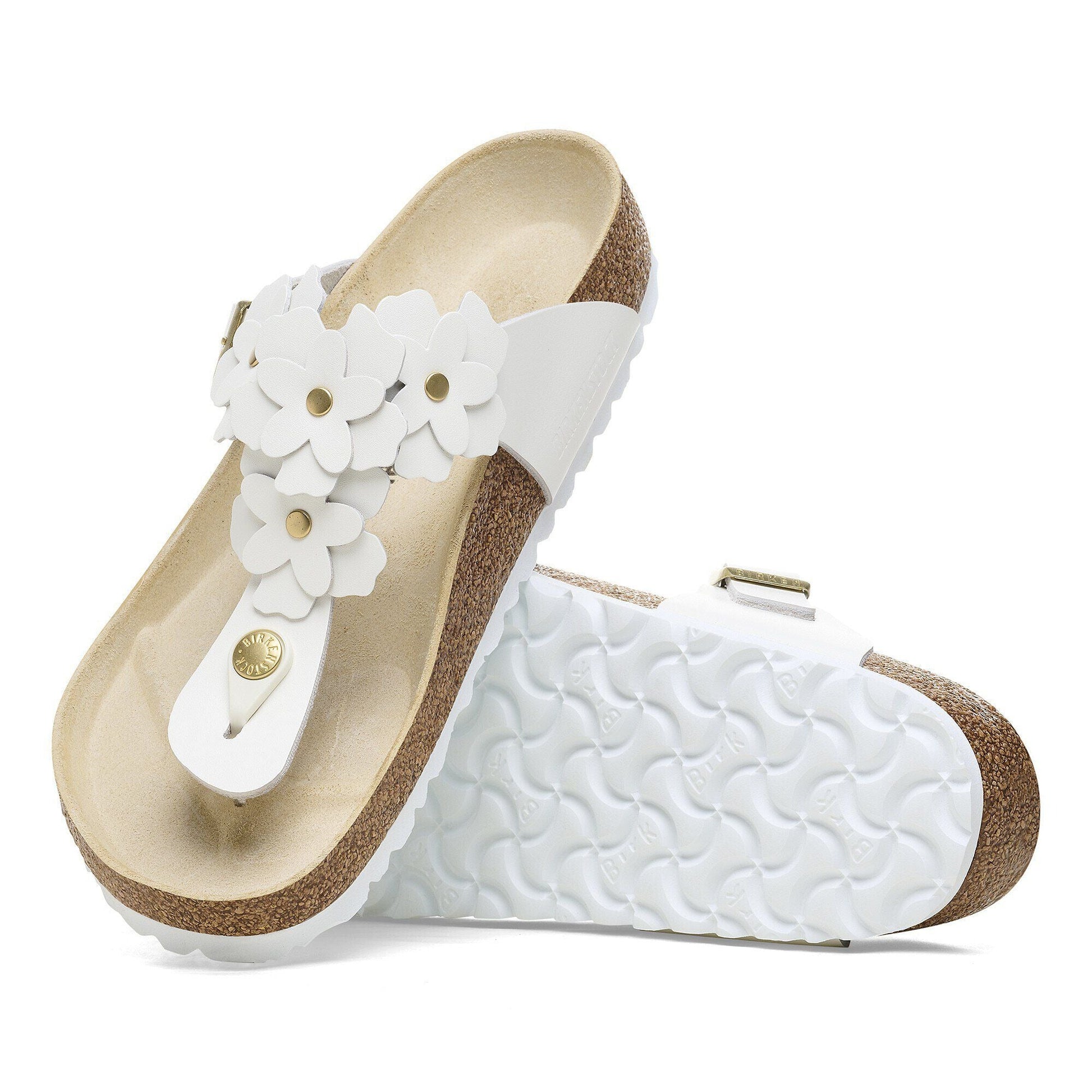 Gizeh Flower | Leather | White - sandals - Birkenstock