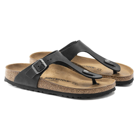 Gizeh | Oiled Leather | Black - sandals - Birkenstock