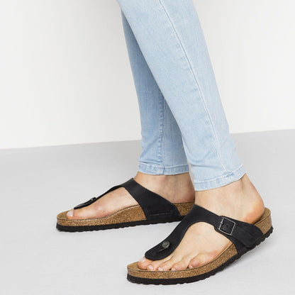 Gizeh | Oiled Leather | Black - sandals - Birkenstock