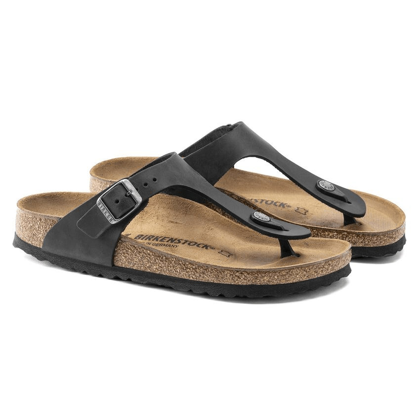 Gizeh | Oiled Leather | Black - Sandals - Birkenstock