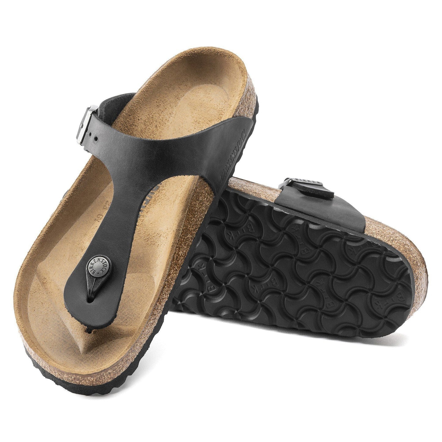 Gizeh | Oiled Leather | Black - sandals - Birkenstock