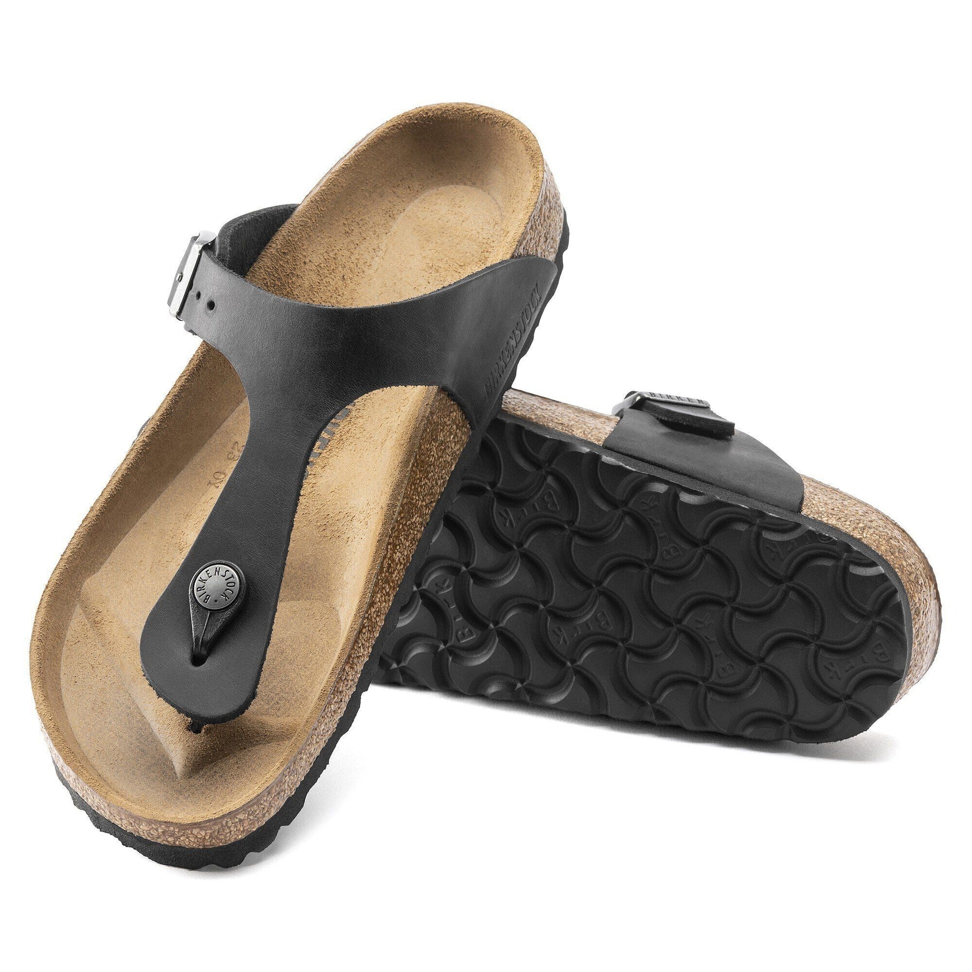 Gizeh | Oiled Leather | Black - sandals - Birkenstock