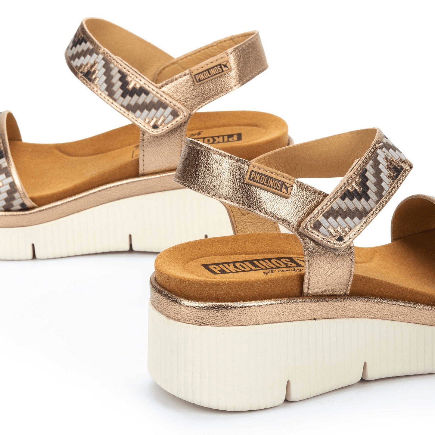 Gomera Chevron Sandal | Leather | Champagne - Sandals - Pikolinos