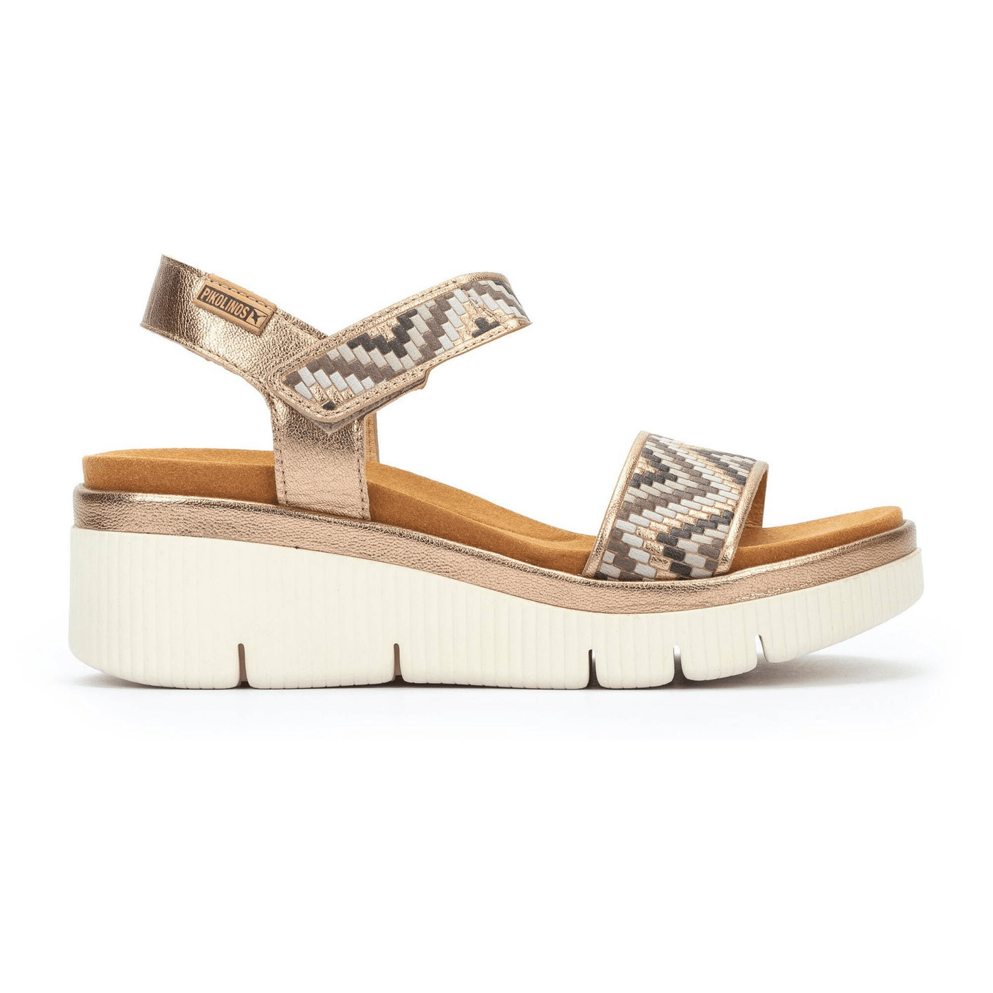 Gomera Chevron Sandal | Leather | Champagne - Sandals - Pikolinos