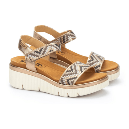 Gomera Chevron Sandal | Leather | Champagne - Sandals - Pikolinos