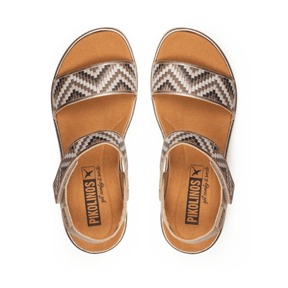 Gomera Chevron Sandal | Leather | Champagne - Sandals - Pikolinos