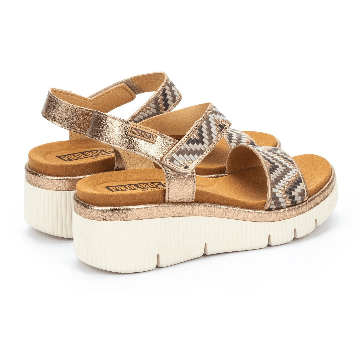 Gomera Chevron Sandal | Leather | Champagne - Sandals - Pikolinos