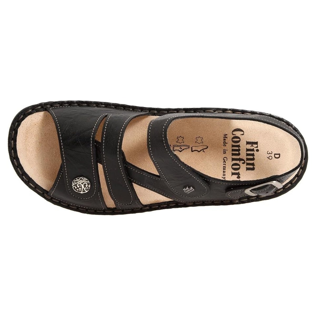 Gomera Soft | Leather| Black Plisseelight - sandals - Finn Comfort