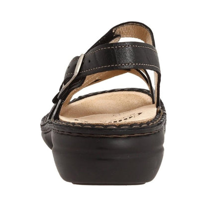 Gomera Soft | Leather| Black Plisseelight - sandals - Finn Comfort