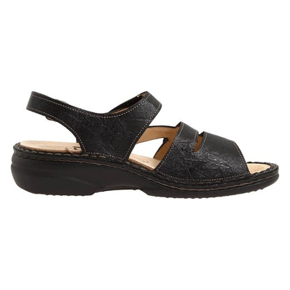 Gomera Soft | Leather| Black Plisseelight - sandals - Finn Comfort