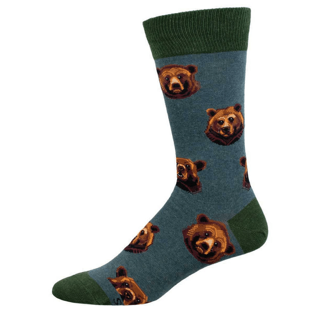 Grizzly Face | Men | Blue Heather - Socks - Socksmith