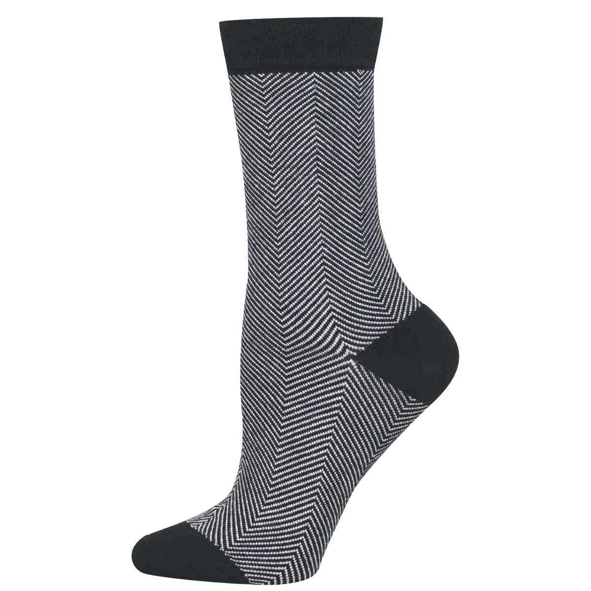 Herringbone | Bamboo | Women | Black/White - socks - Socksmith