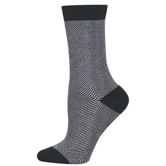 Herringbone | Bamboo | Women | Black/White - socks - Socksmith