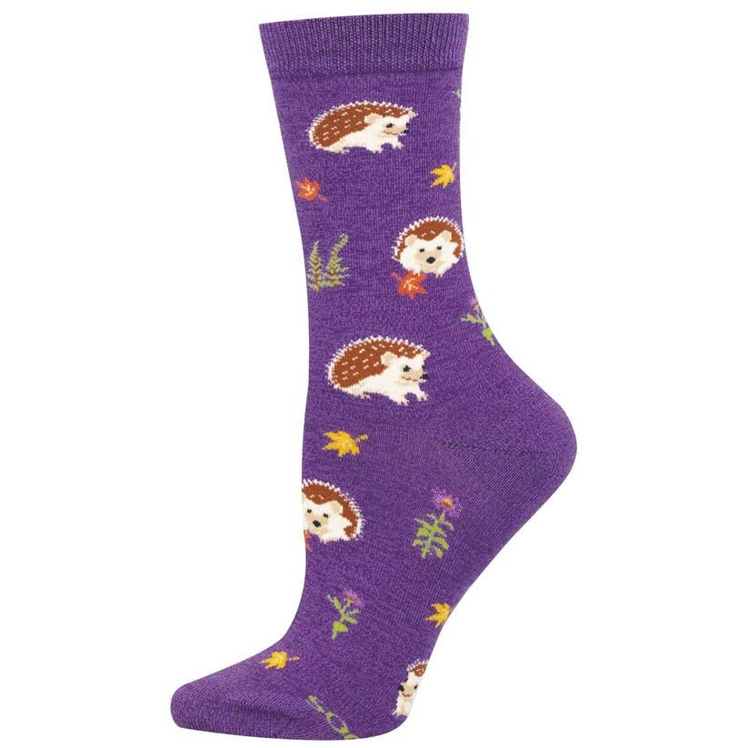 Hurry Along Hedgehog | Bamboo | Women | Purple Heather - socks - Socksmith