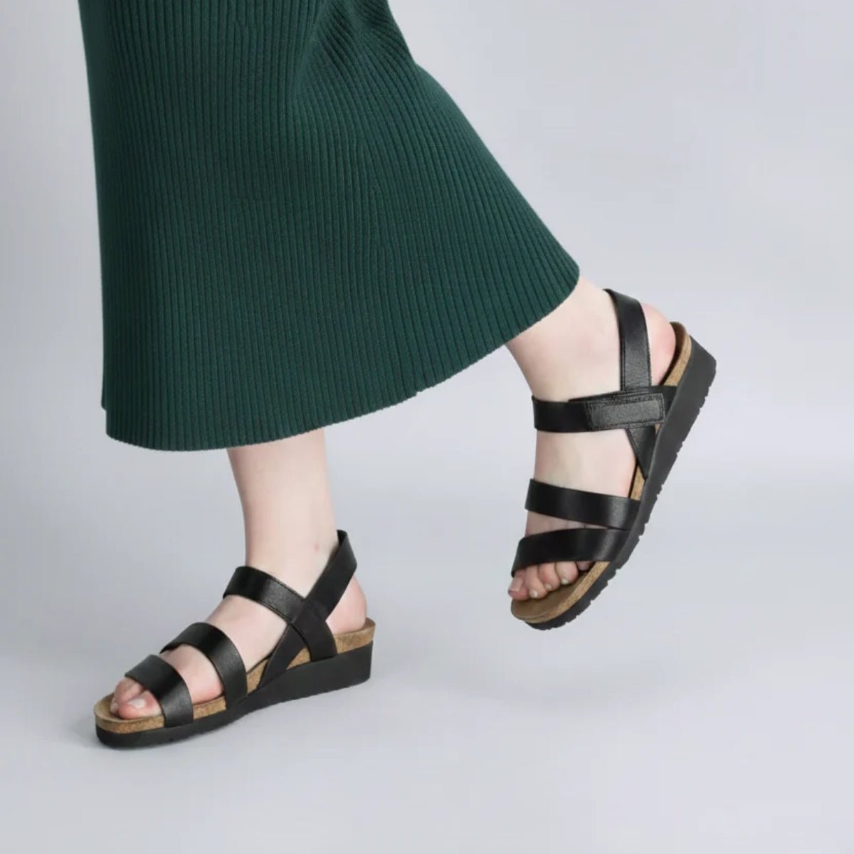 Kayla | Matte Leather | Black - Wedge - Naot