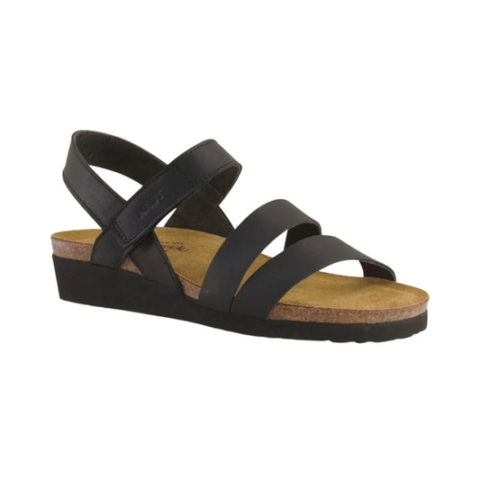 Kayla | Matte Leather | Black - Wedge - Naot