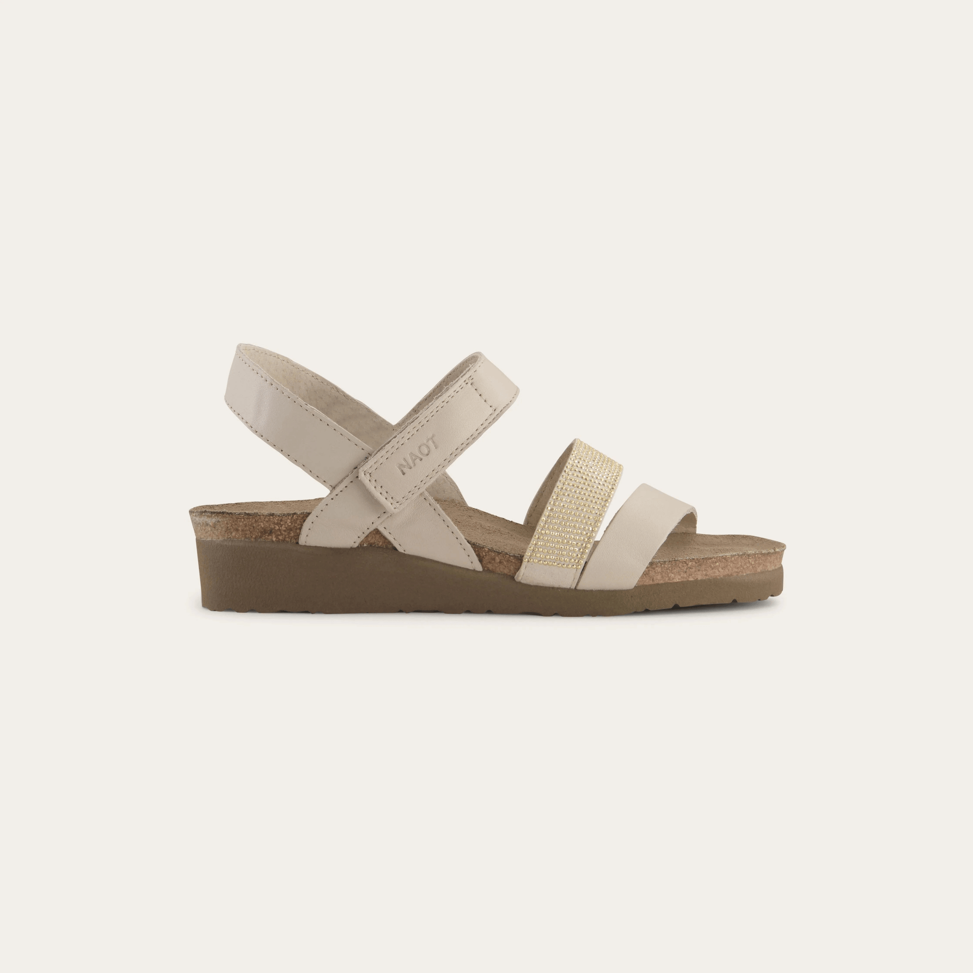 Krista | Leather | Ivory/Gold Rivets - Sandals - Naot