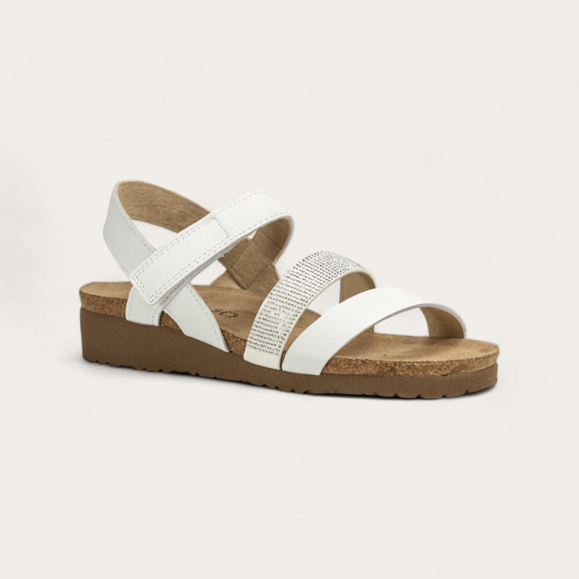 Krista | Leather | White/Silver Rivets - Sandals - Naot