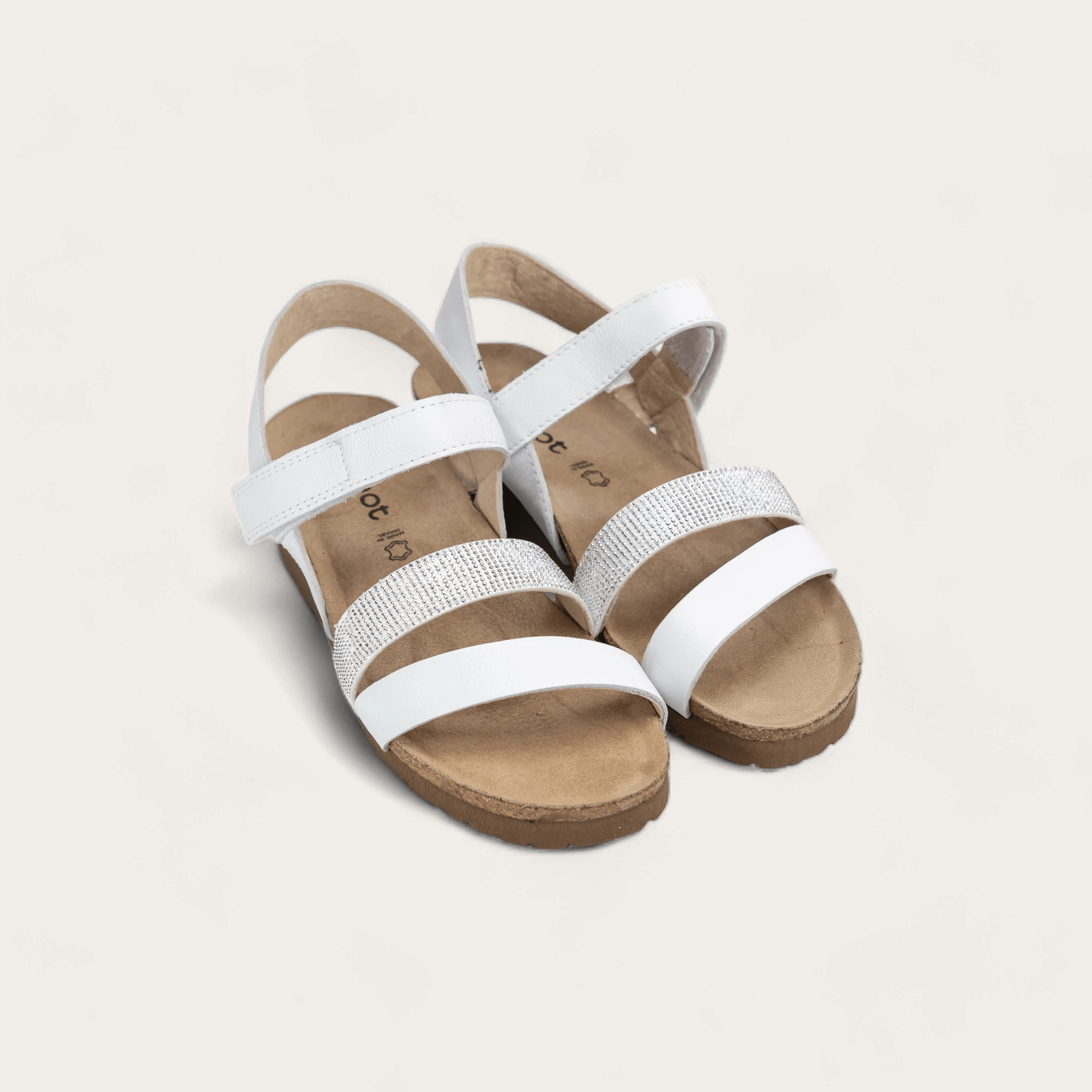 Krista | Leather | White/Silver Rivets - Sandals - Naot