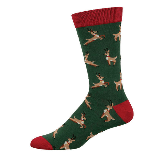 Leaping Reindeer | Bamboo | Men | Green - socks - Socksmith