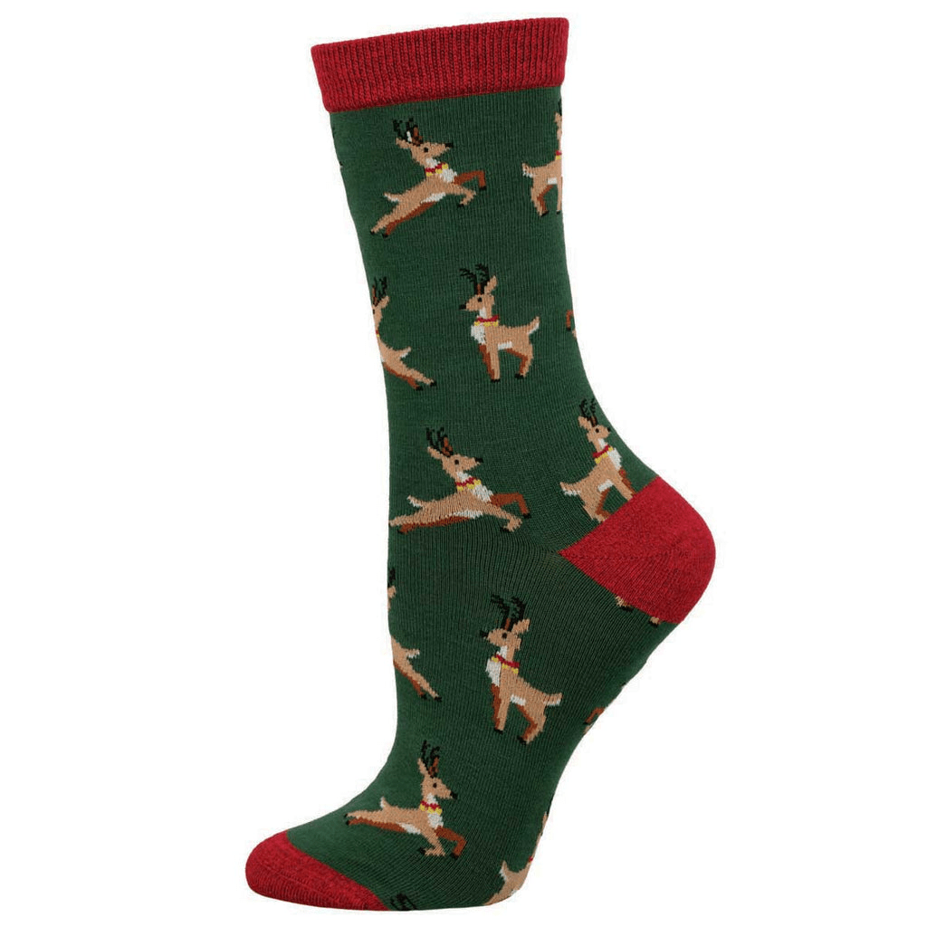 Leaping Reindeer | Bamboo | Women | Green - socks - Socksmith