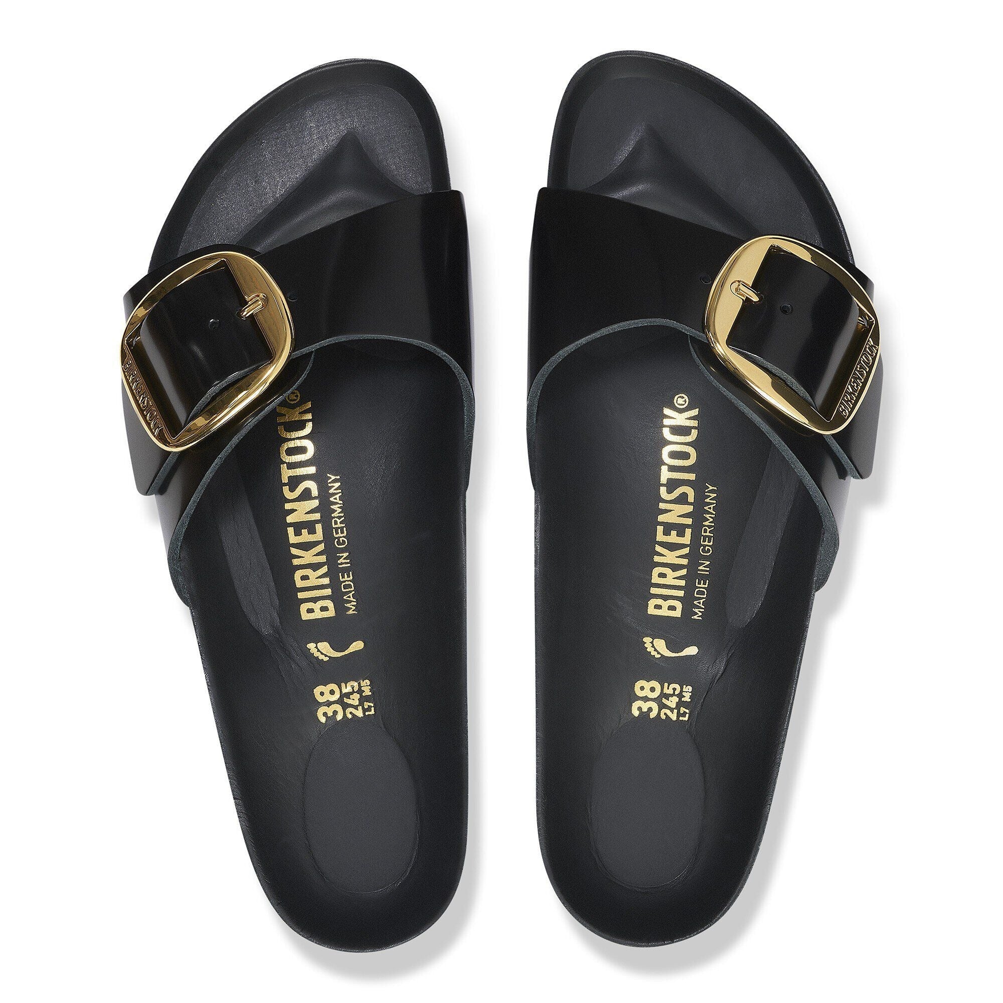 Madrid Big Buckle | High Shine Patent Leather | Black