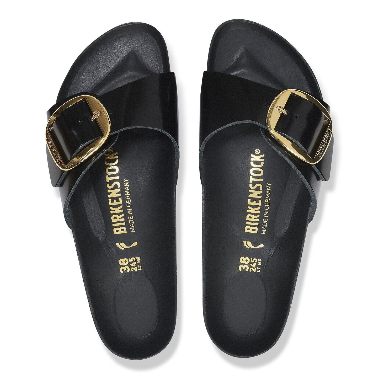 Madrid Big Buckle | High Shine Patent Leather | Black - sandals - Birkenstock