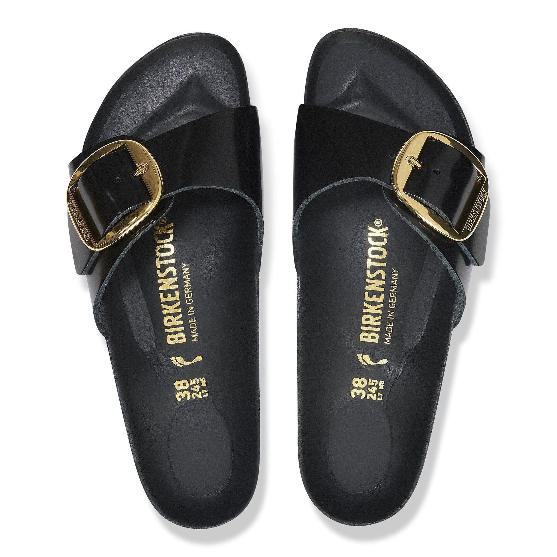 Madrid Big Buckle | High Shine Patent Leather | Black - sandals - Birkenstock