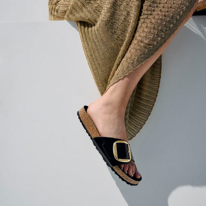Madrid Big Buckle | High Shine Patent Leather | Black - sandals - Birkenstock