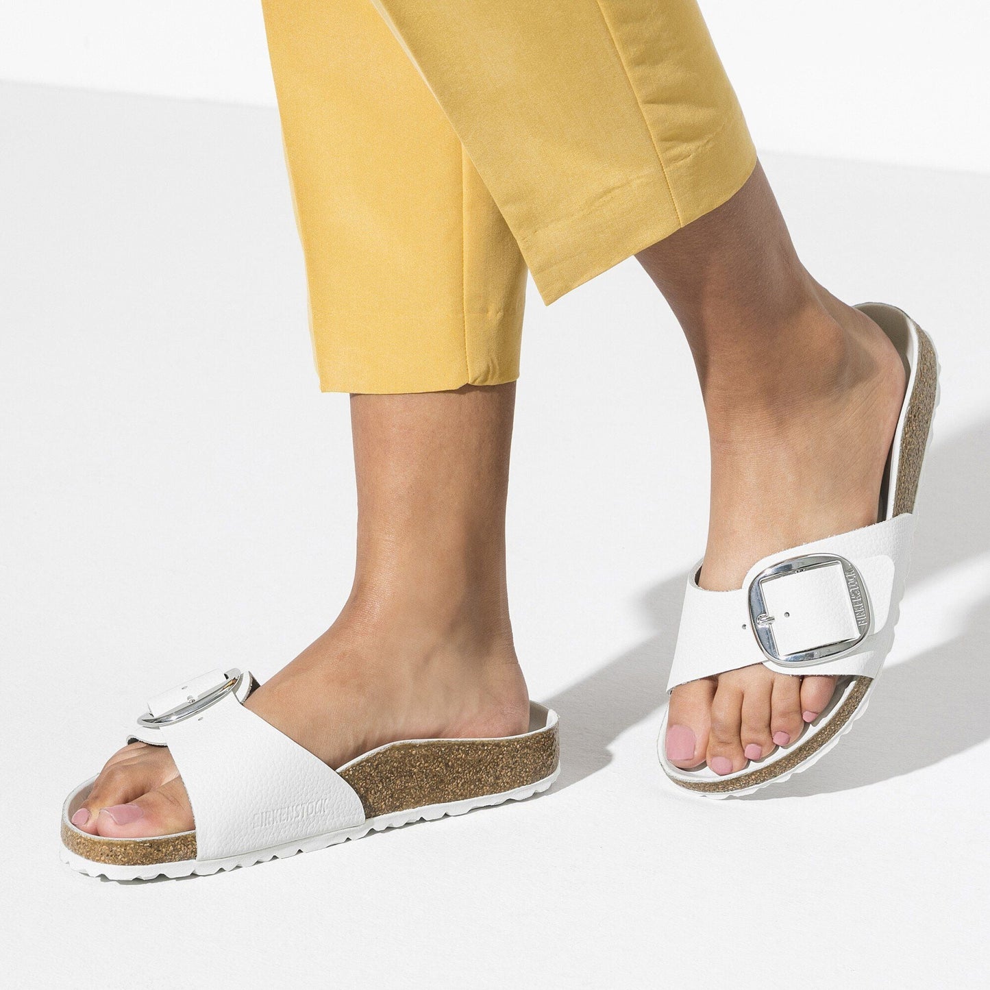 Madrid Big Buckle | Leather | White - sandals - Birkenstock