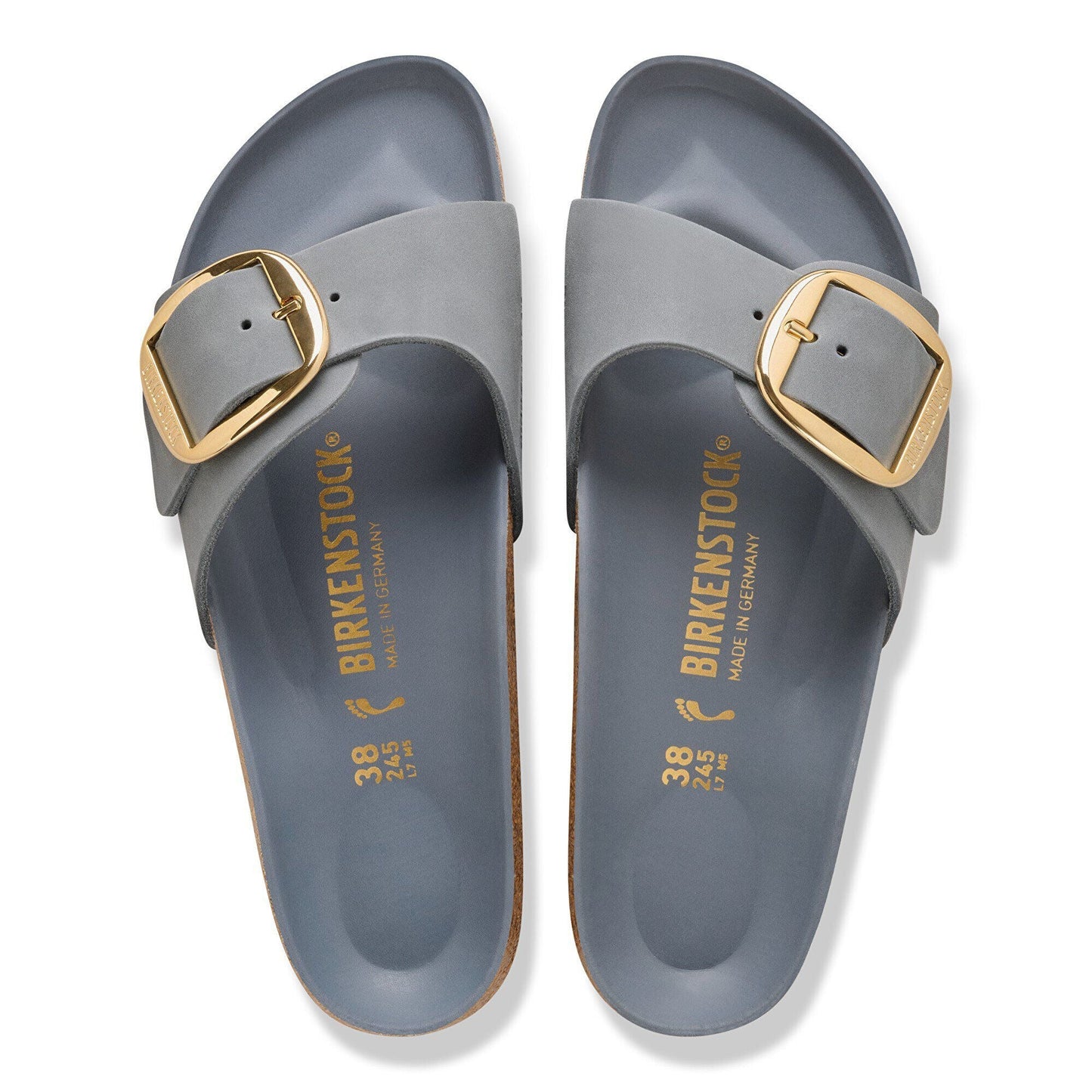 Madrid Big Buckle | Oiled Leather | Basalt Gray - sandals - Birkenstock