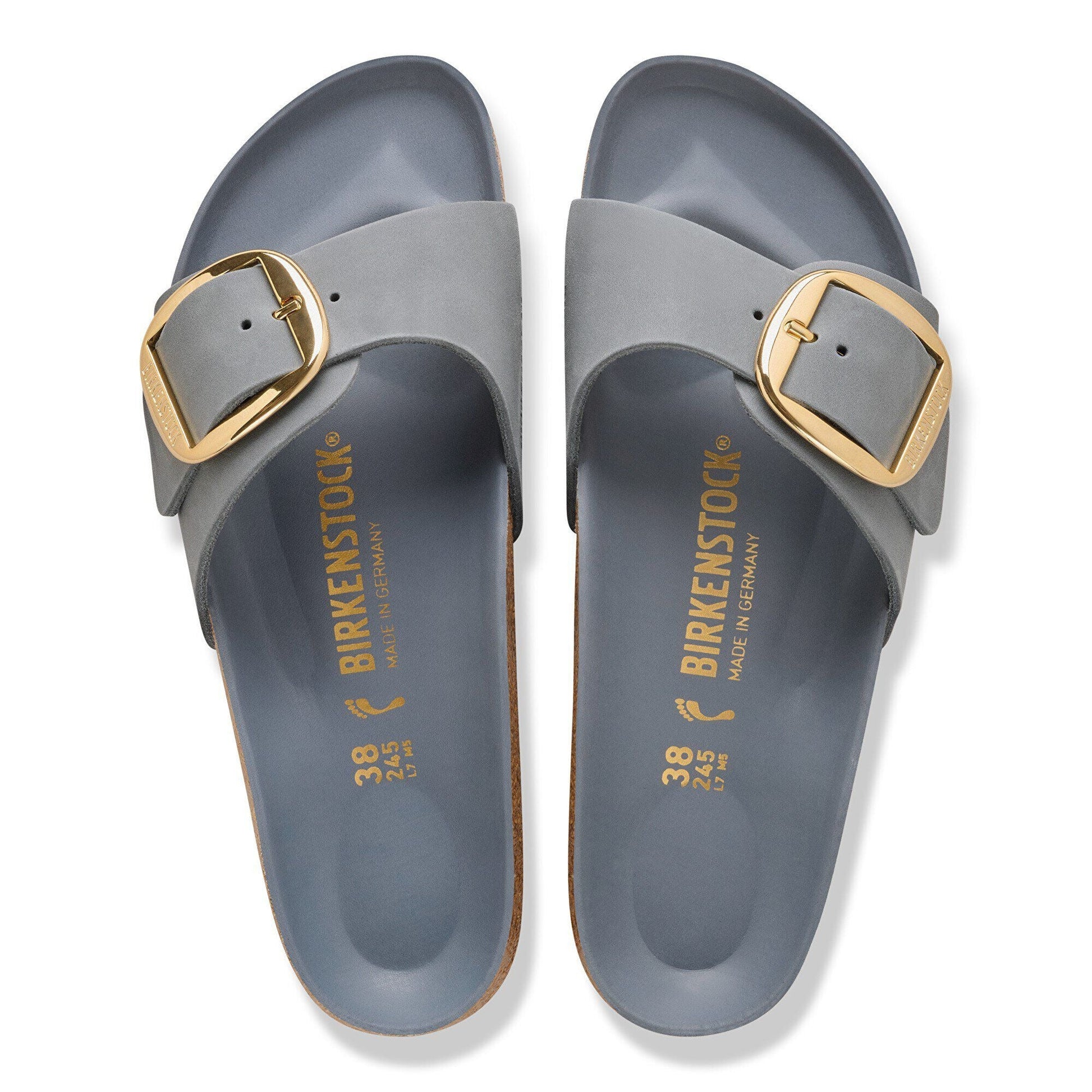 Madrid Big Buckle | Oiled Leather | Basalt Gray - sandals - Birkenstock