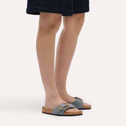 Madrid Big Buckle | Oiled Leather | Basalt Gray - sandals - Birkenstock