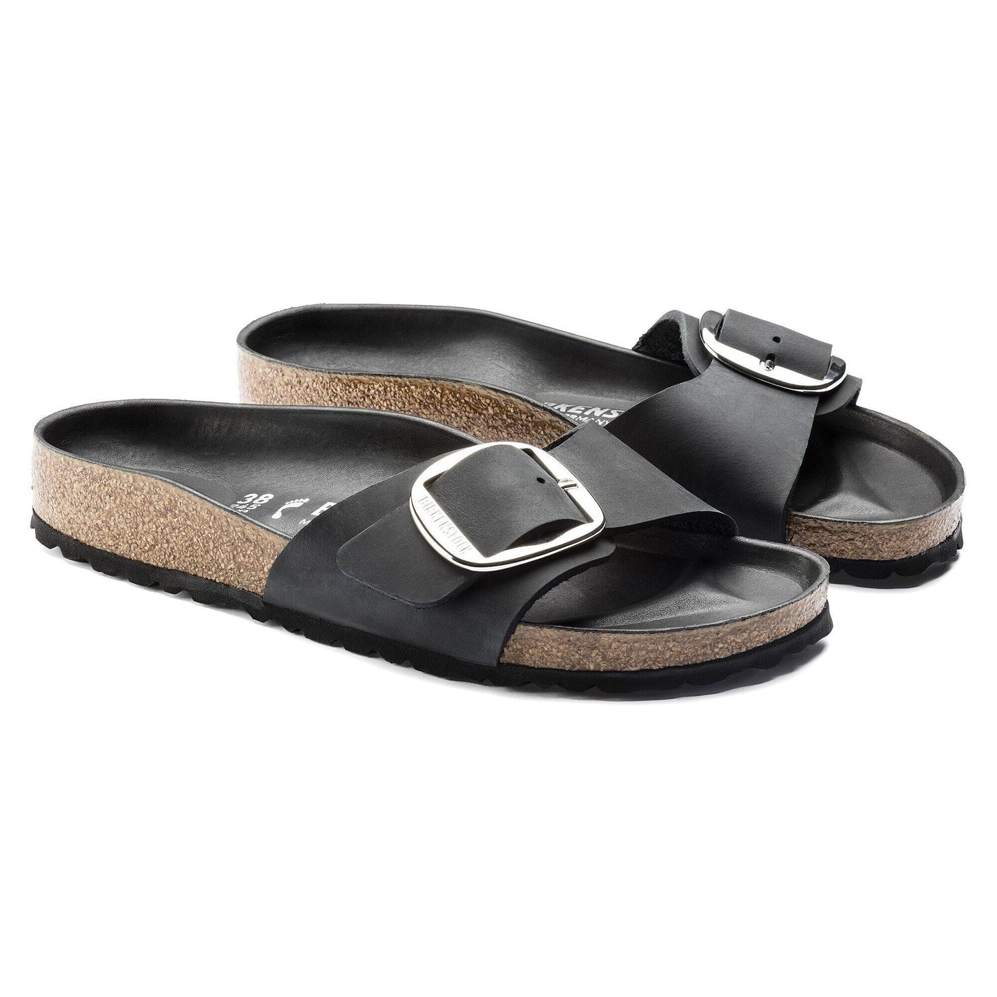 Madrid Big Buckle | Oiled Leather | Black - sandals - Birkenstock
