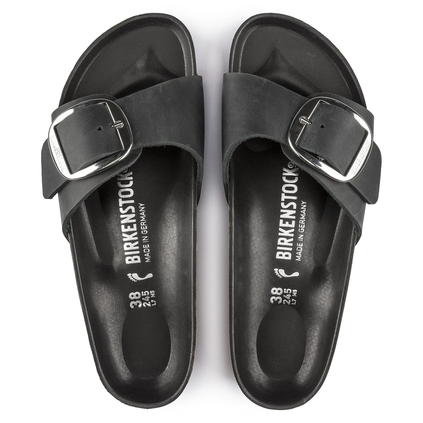 Madrid Big Buckle | Oiled Leather | Black - sandals - Birkenstock