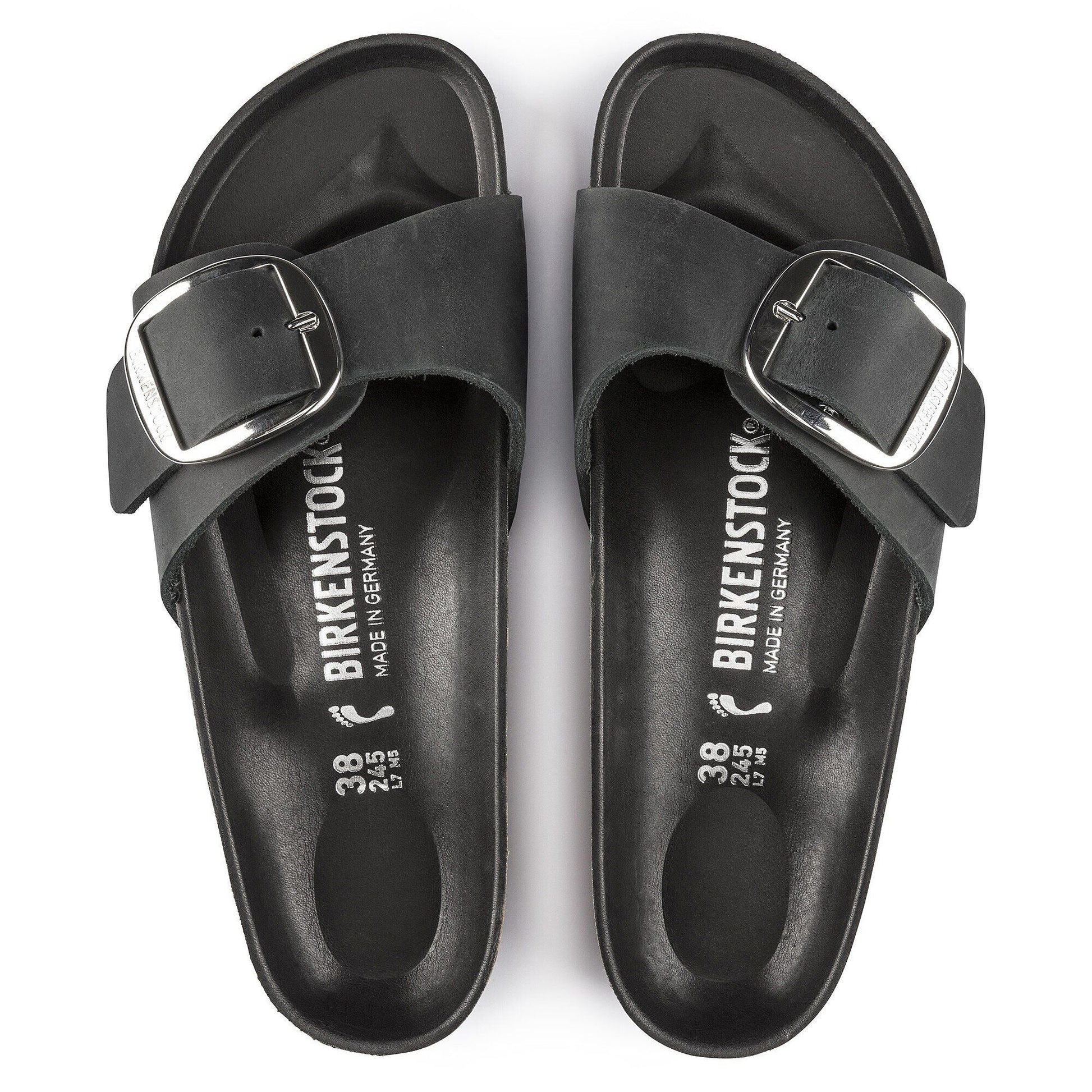 Madrid Big Buckle | Oiled Leather | Black - sandals - Birkenstock