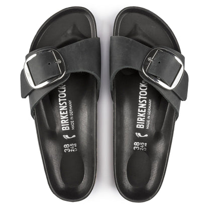 Madrid Big Buckle | Oiled Leather | Black - sandals - Birkenstock