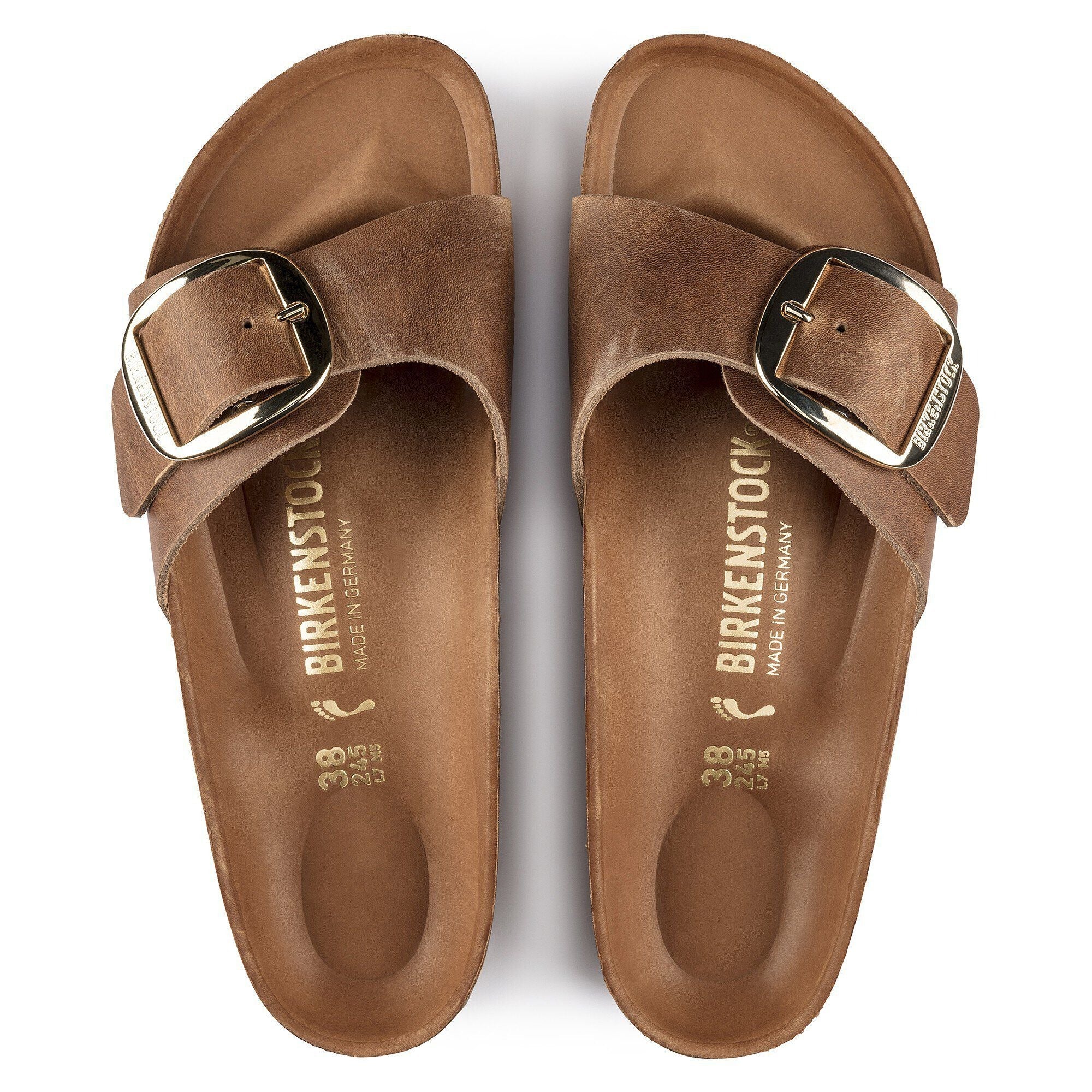 Cognac Birkenstock Madrid Wide Fit Birkenstock Madrid Big Buckle